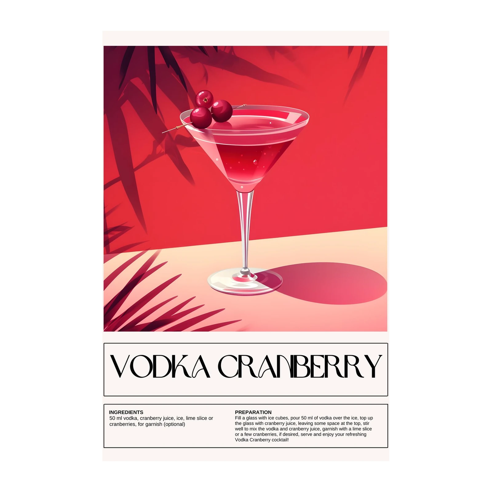 Vibrant Vodka Cranberry Cocktail Wall Art