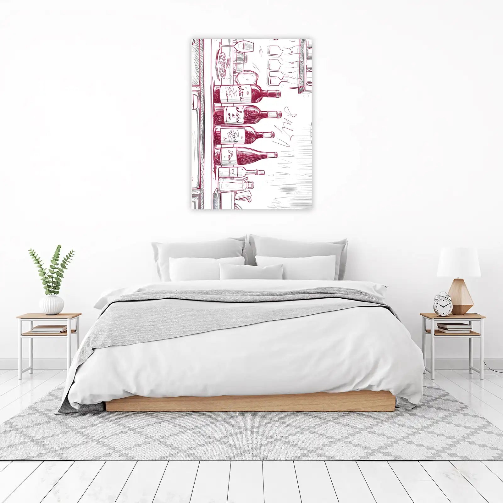 Vintage Wine Bottles Sketch Wall Art