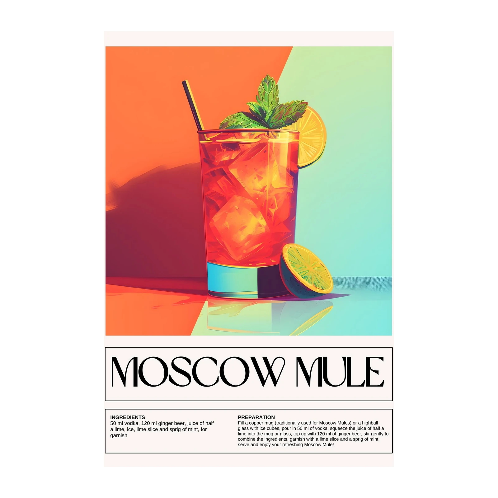 Vibrant Moscow Mule Cocktail Wall Art
