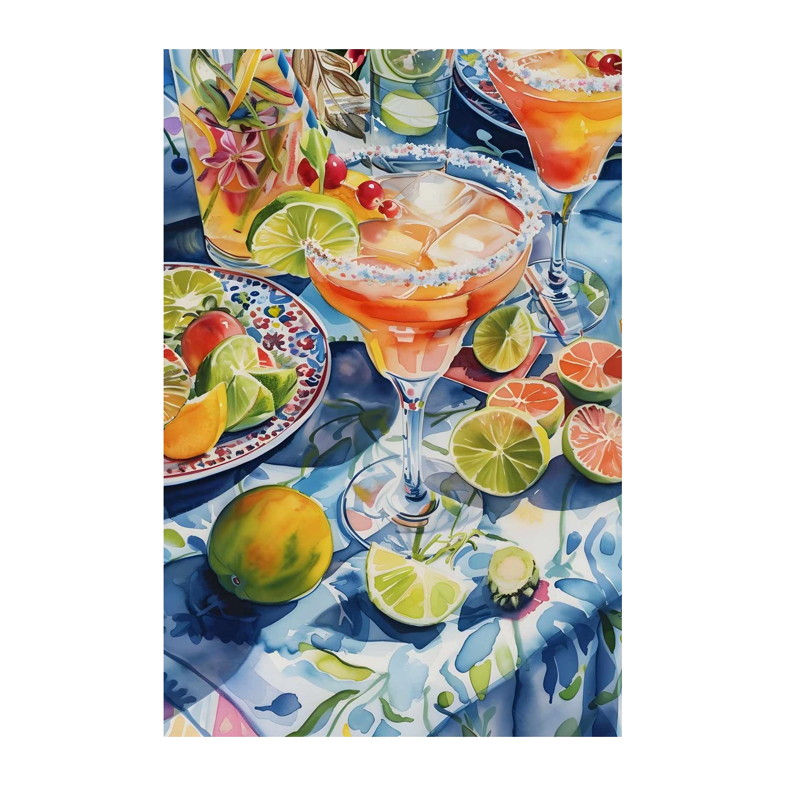 Vibrant Margarita Cocktail Refreshing Citrus Wall Art