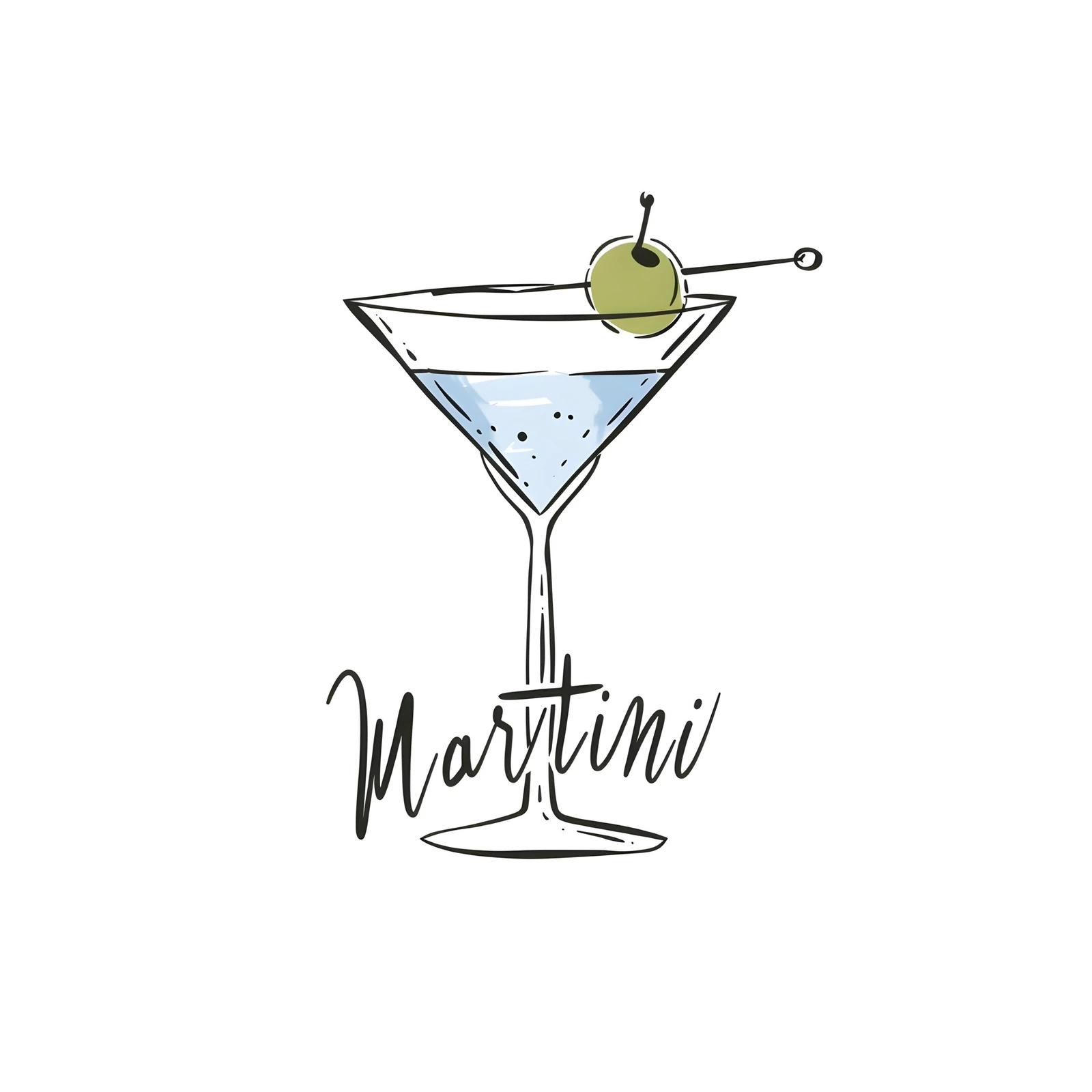 Elegant Martini Glass with Olive Wall Art