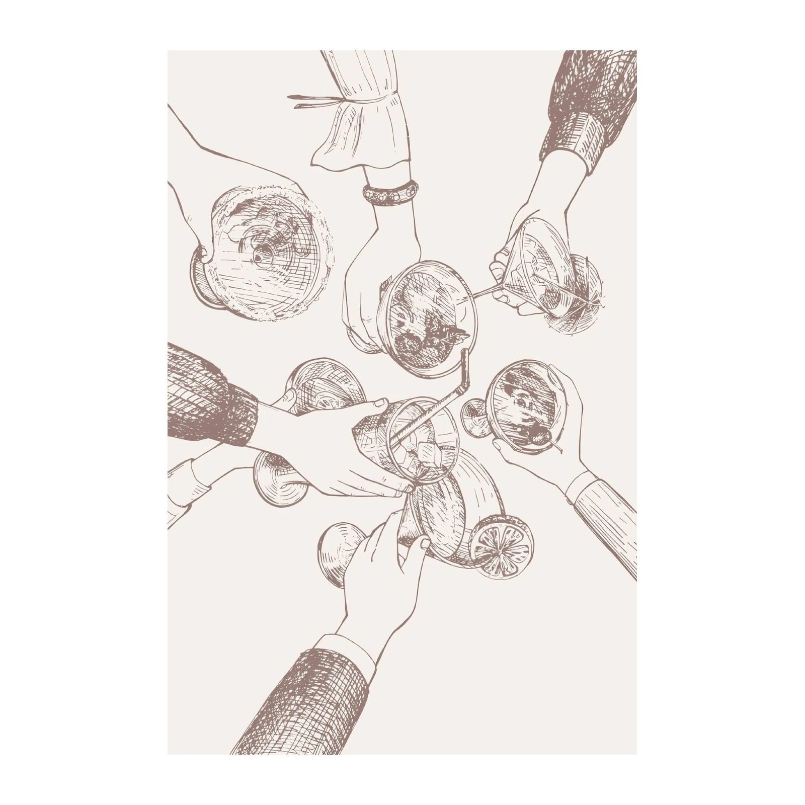 Cheers Aesthetic Line Art Wall Art