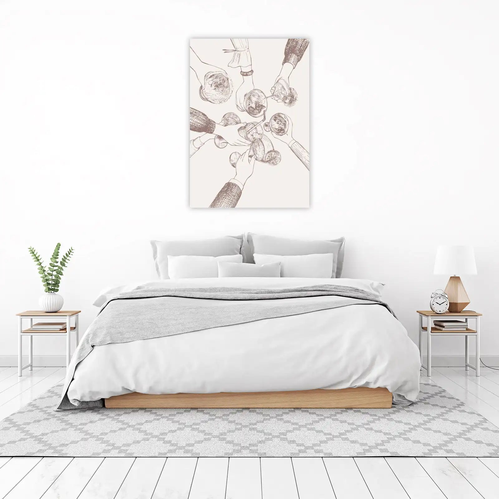 Cheers Aesthetic Line Art Wall Art