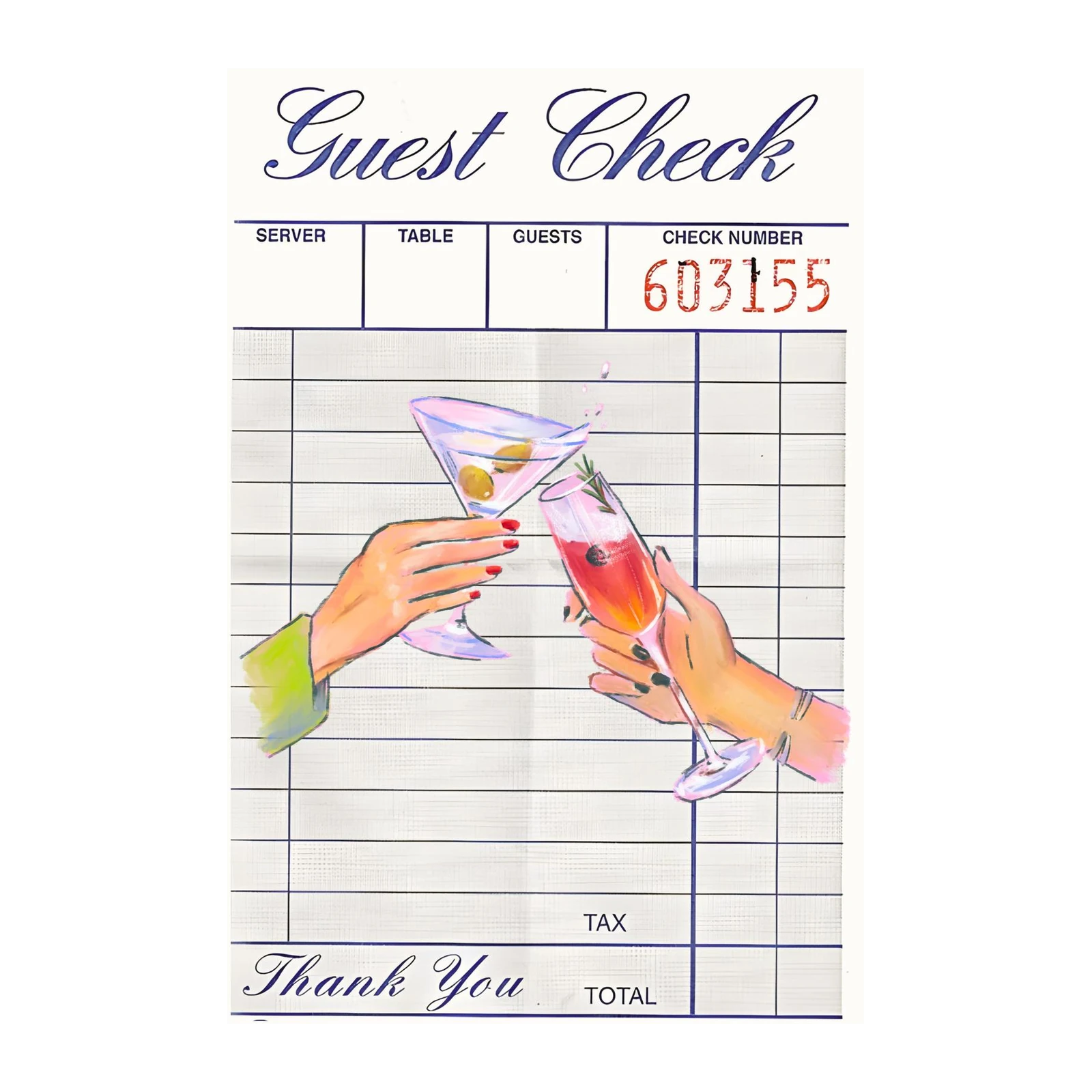 Cheers Cocktail Toast Guest Check Wall Art