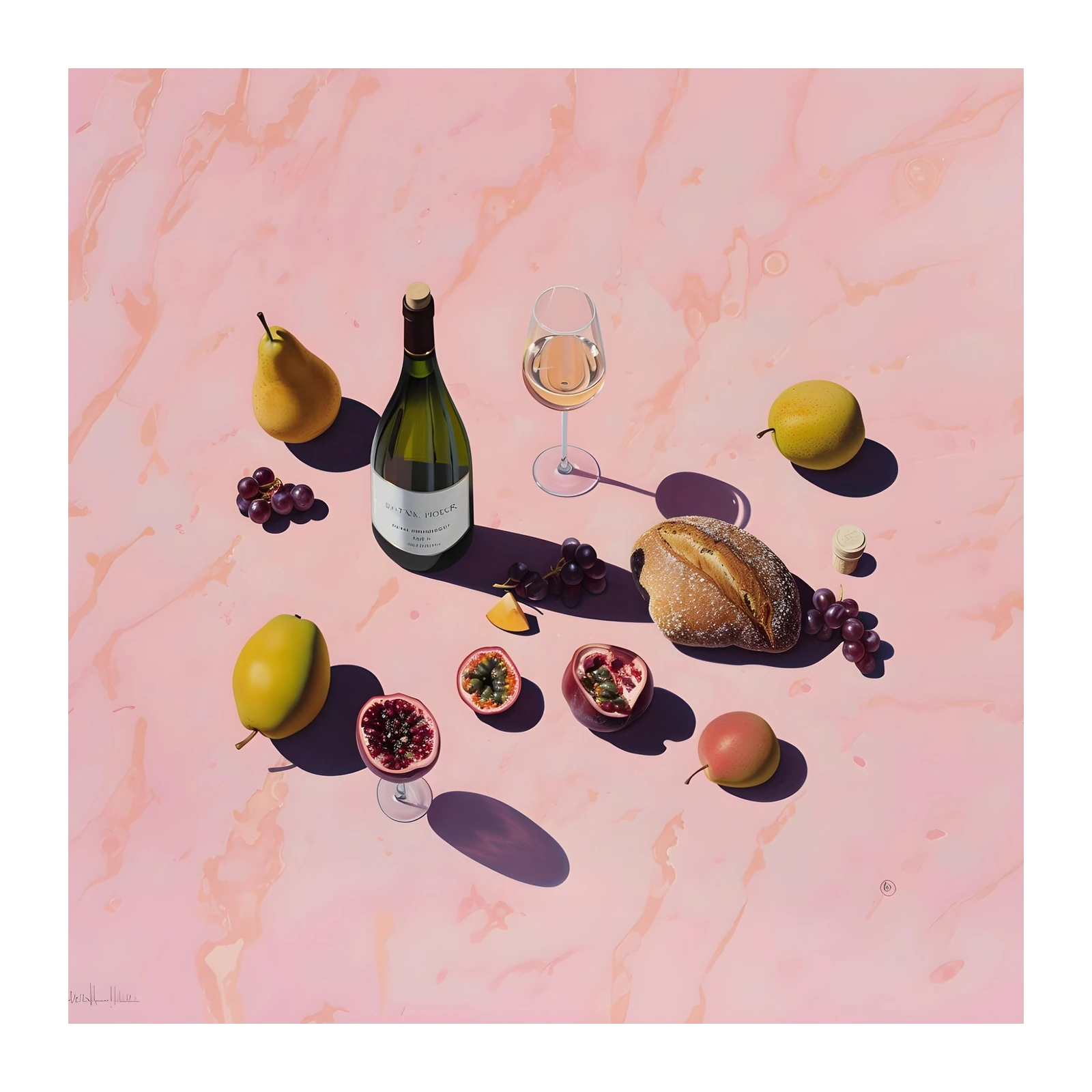 Elegant Fruit & Wine Still Life Wall Art