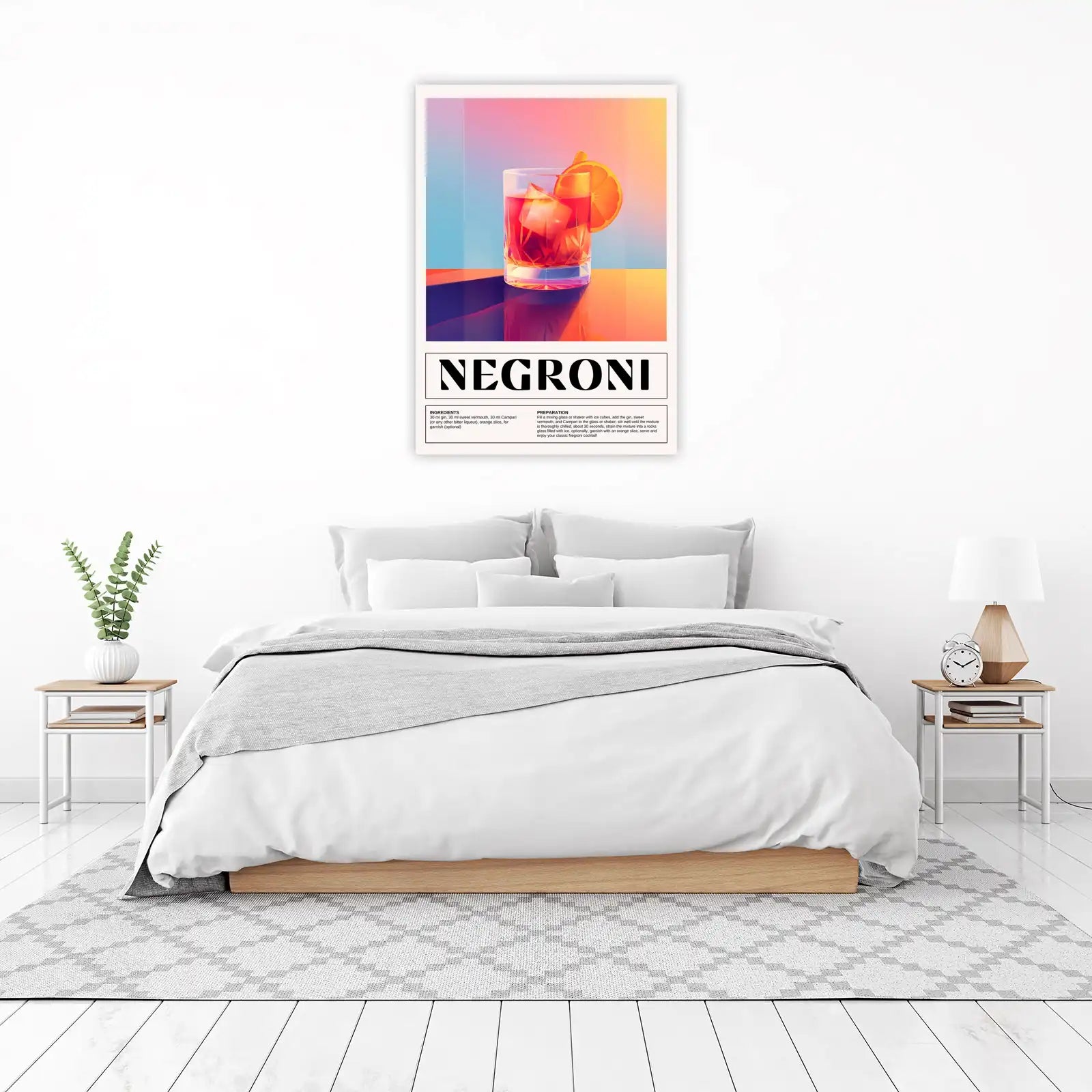 Modern Negroni Cocktail Art Wall Art