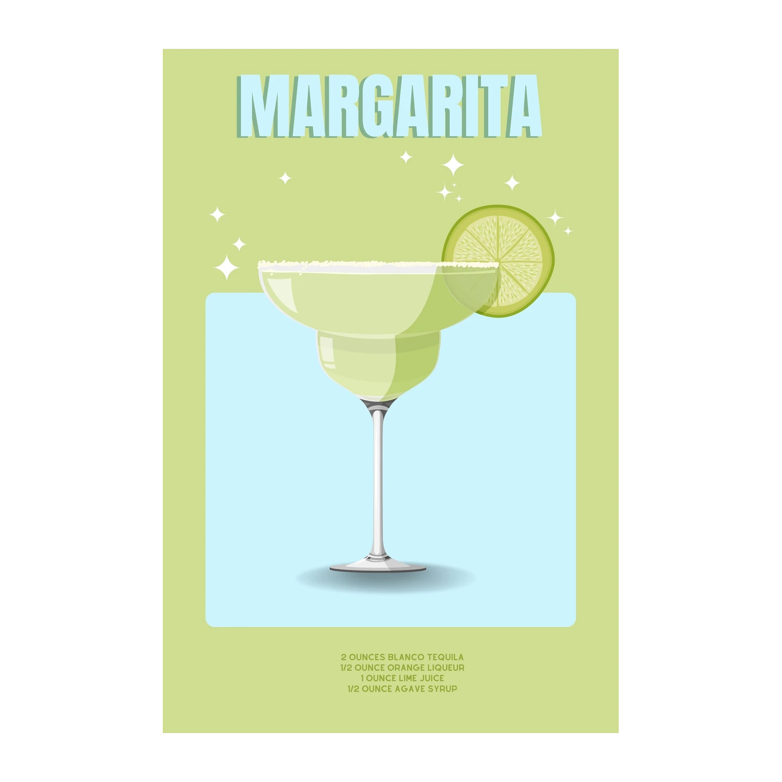 Margarita Cocktail Recipe Wall Art