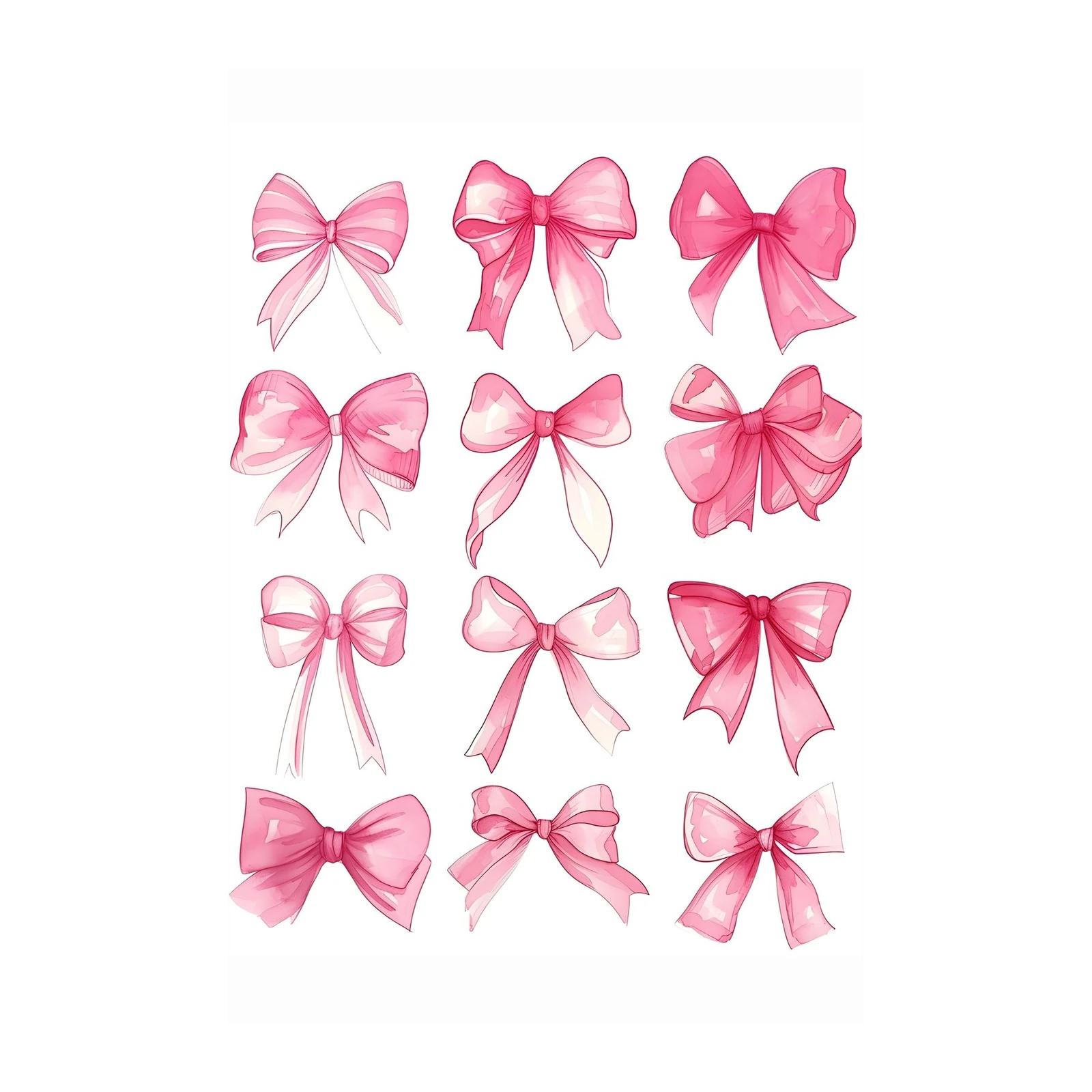 Charming Pink Bows Watercolor Wall Art