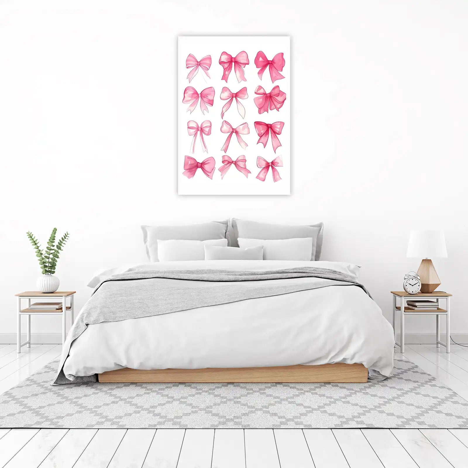 Charming Pink Bows Watercolor Wall Art