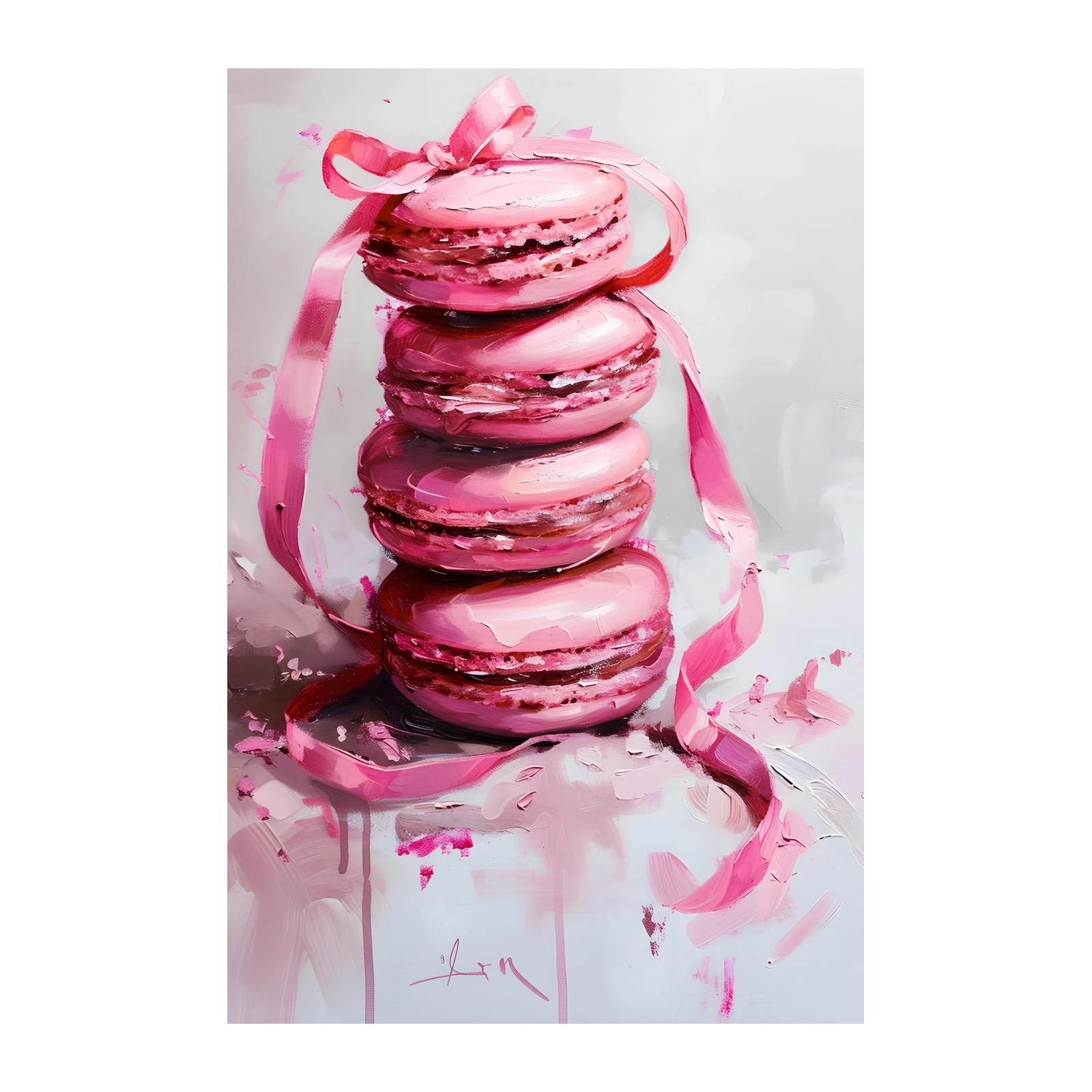 Pink Macaron Stack French Pastry Wall Art