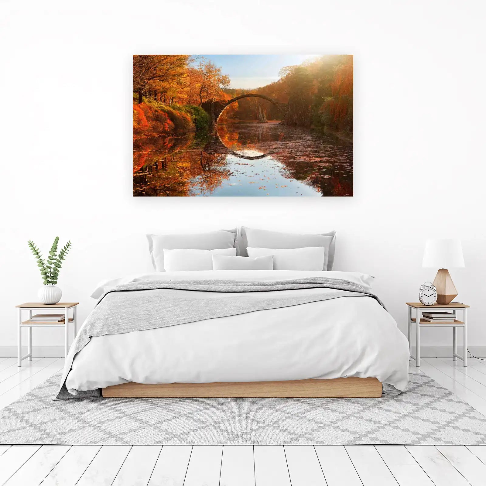 Magical Autumn Bridge Reflection Wall Art