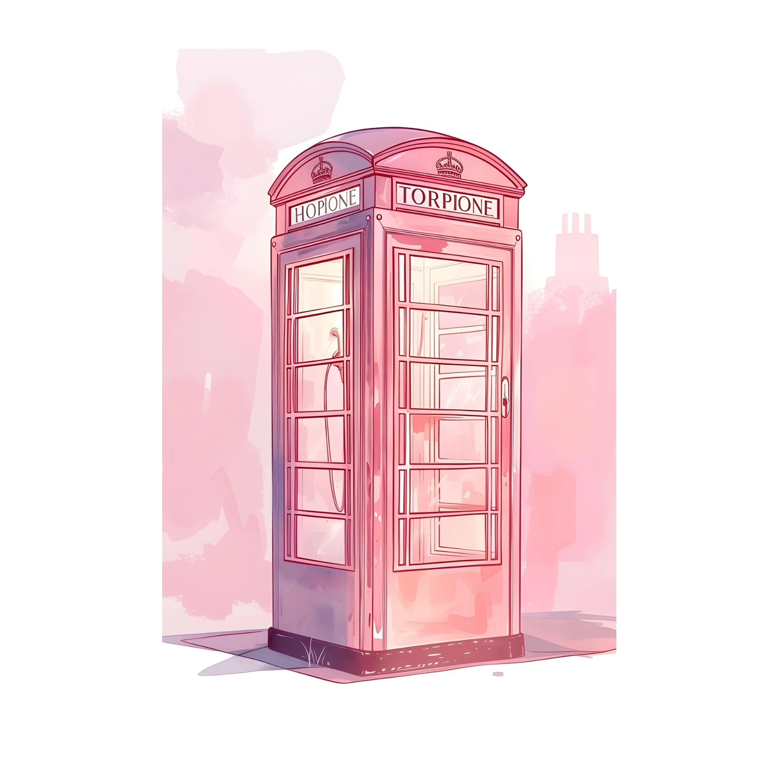 Pink London Phone Booth Art Wall Art