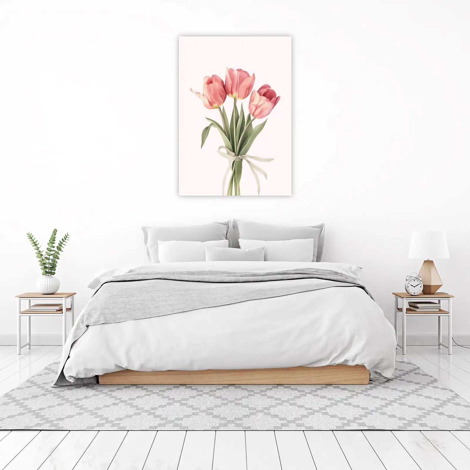 Elegant Pink Tulips Botanical Wall Art Wall Art