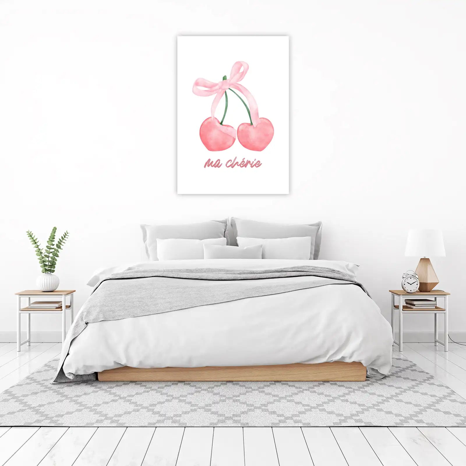 Sweet Cherries with Pink Bow Wall Art
