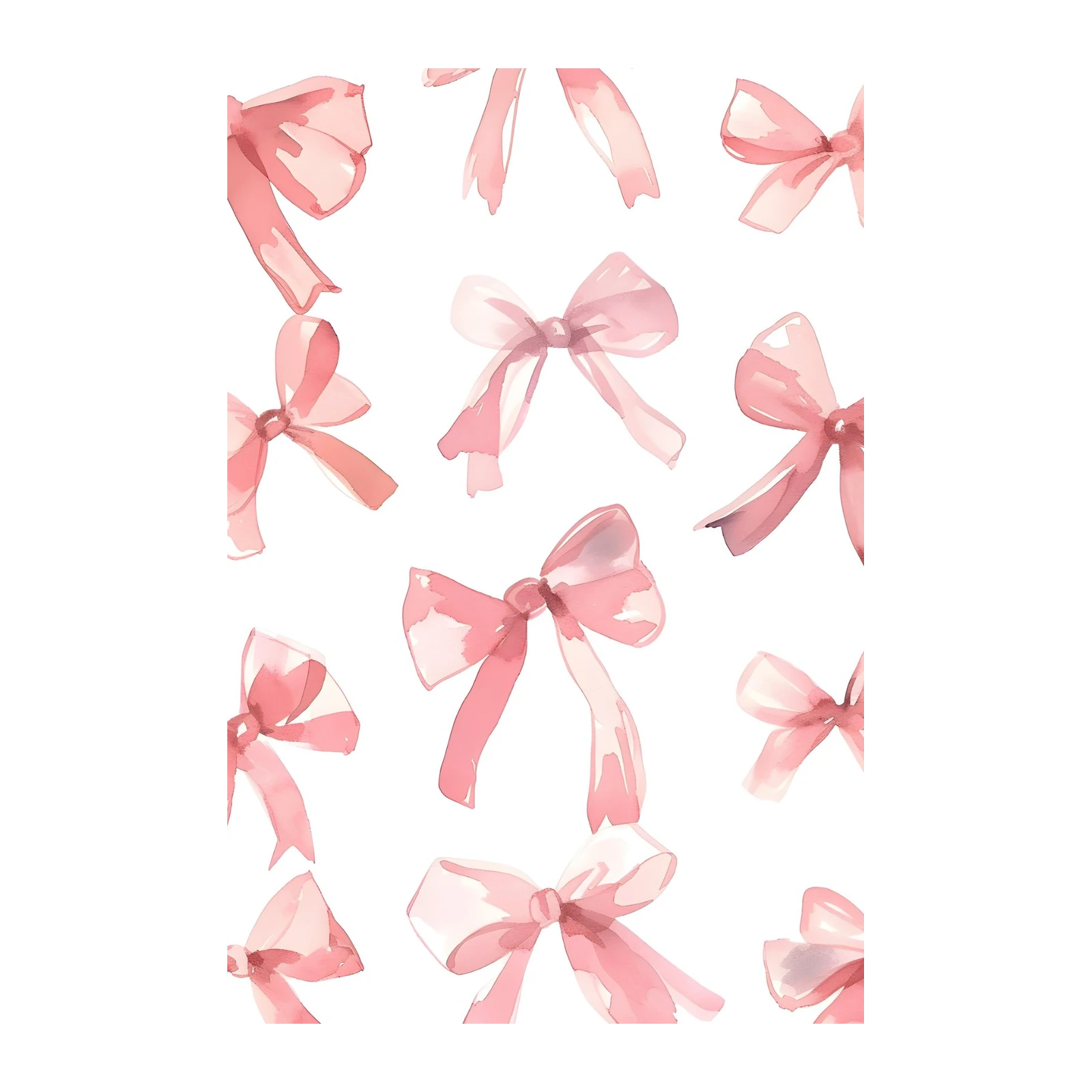 Charming Pink Bow Watercolor Wall Art