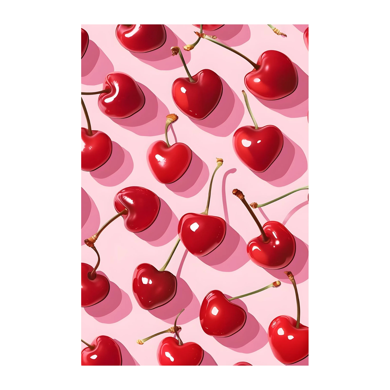 Heart Cherries Pattern Pop Art Wall Art