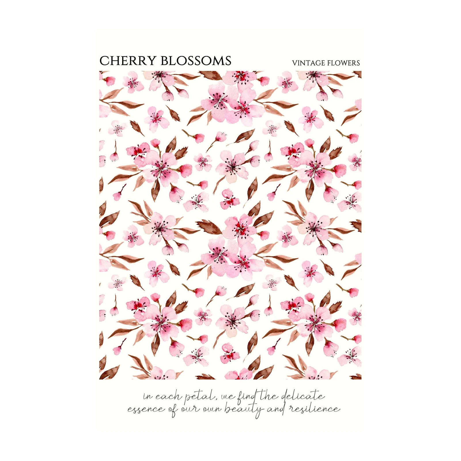Watercolor Cherry Blossoms Wall Art