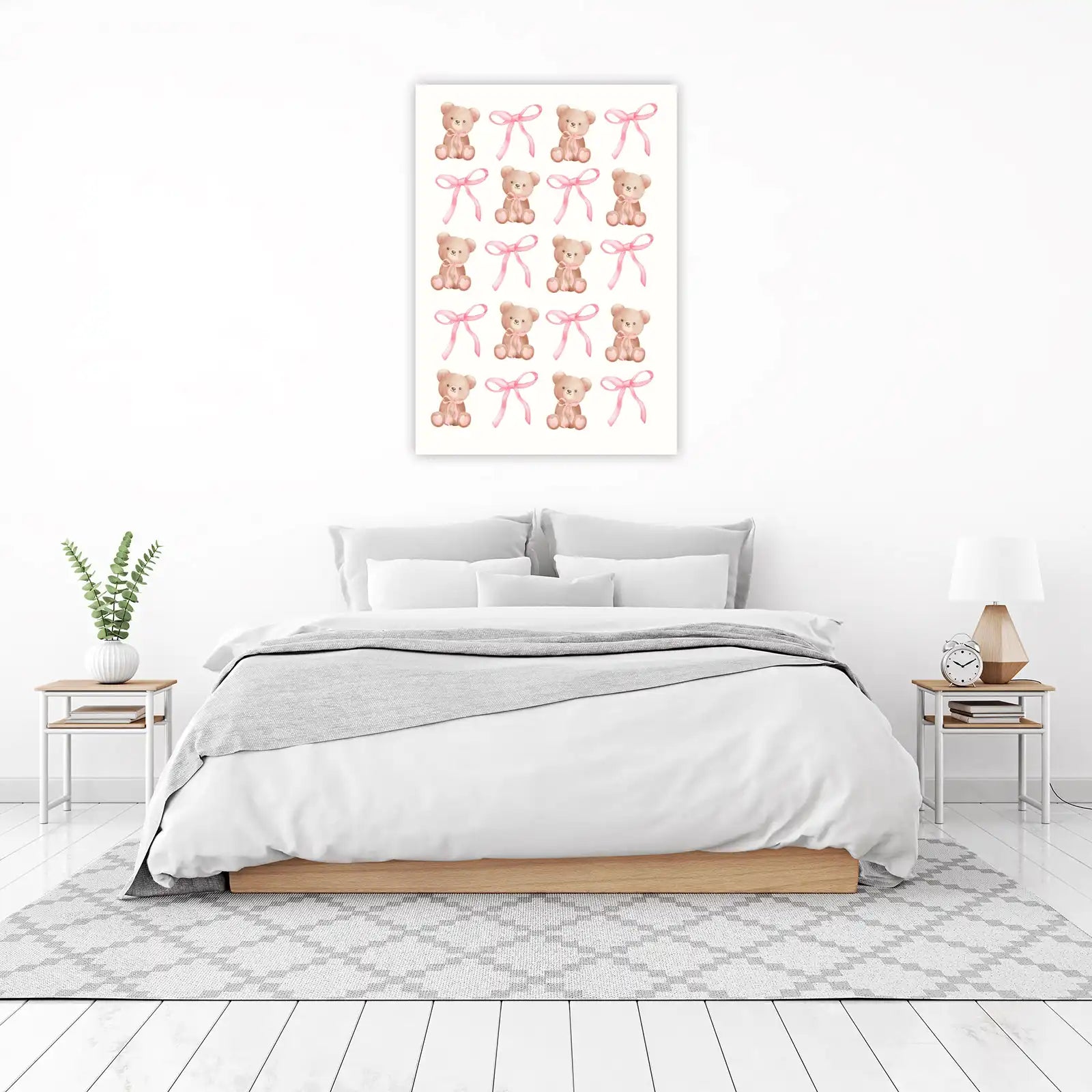 Adorable Teddy Bears & Pink Bows Nursery Wall Art Wall Art
