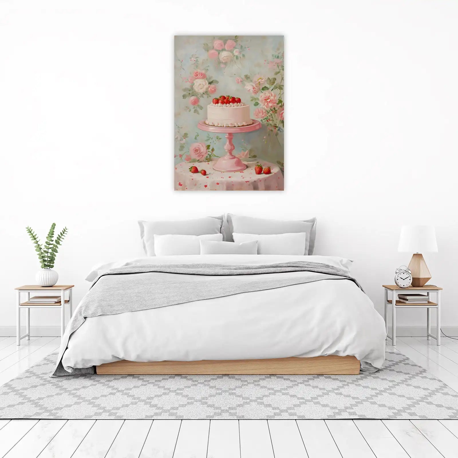 Sweet Strawberry Cake Floral Dream Wall Art