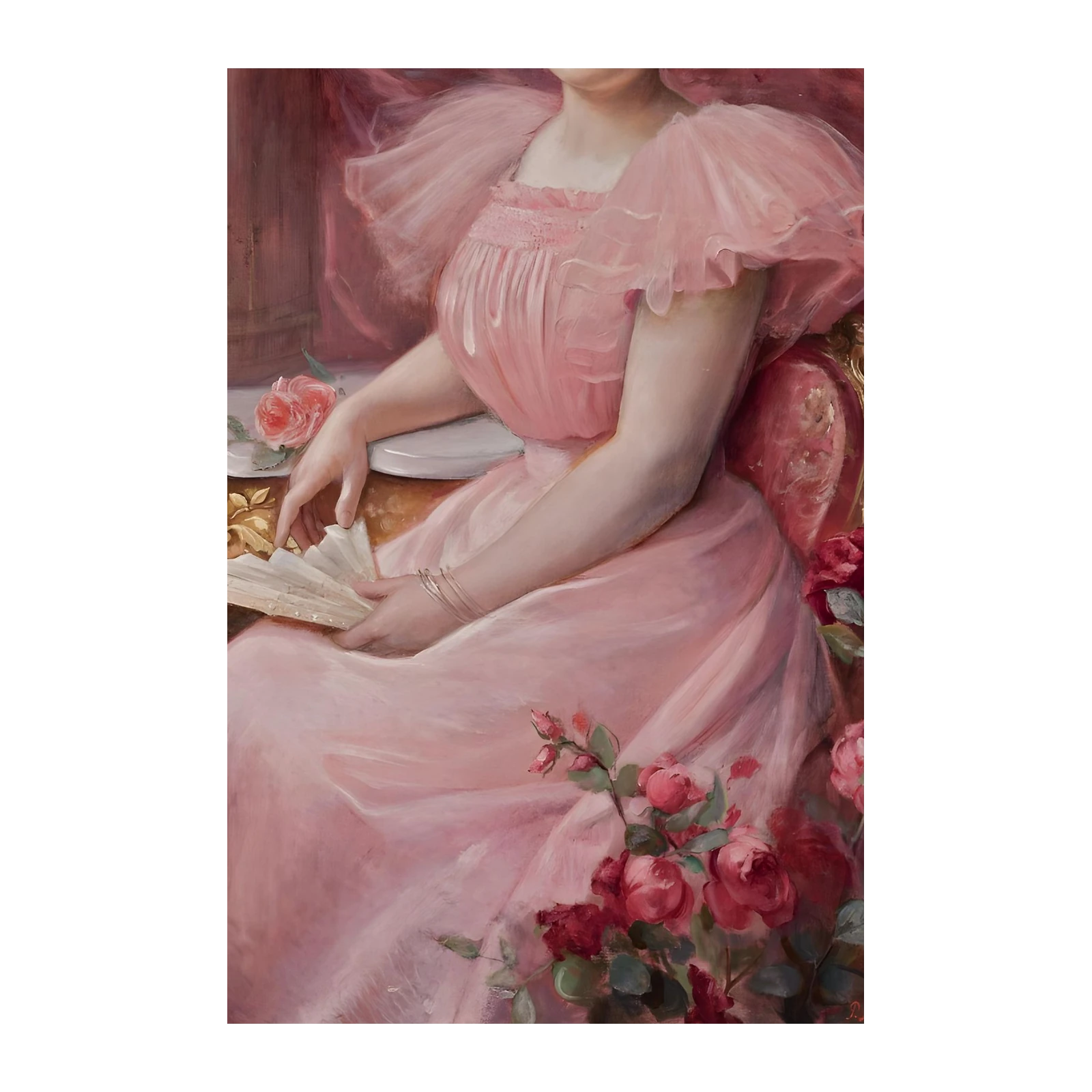 Elegant Lady with Roses Wall Art