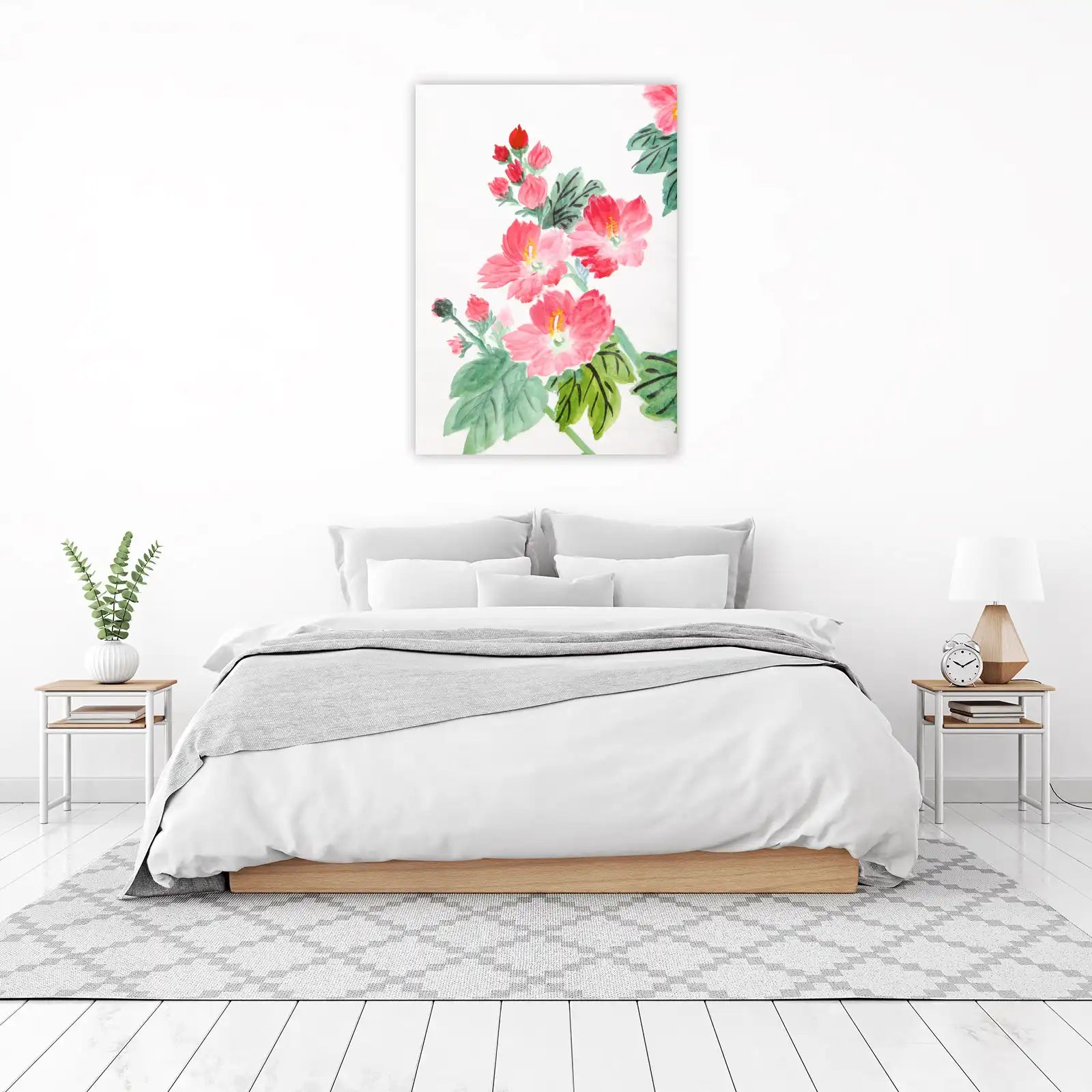 Vibrant Pink Floral Watercolour Wall Art