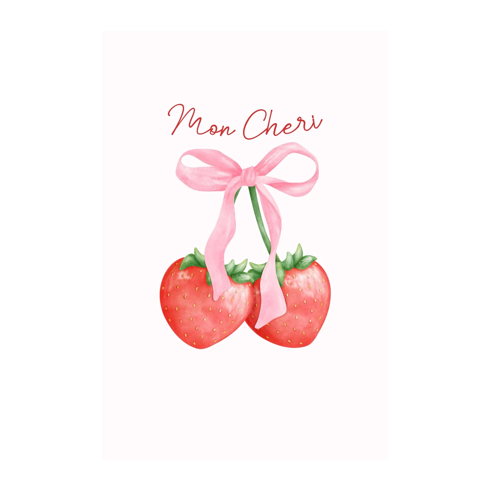 Sweet Strawberries with Pink Bow Wall Art
