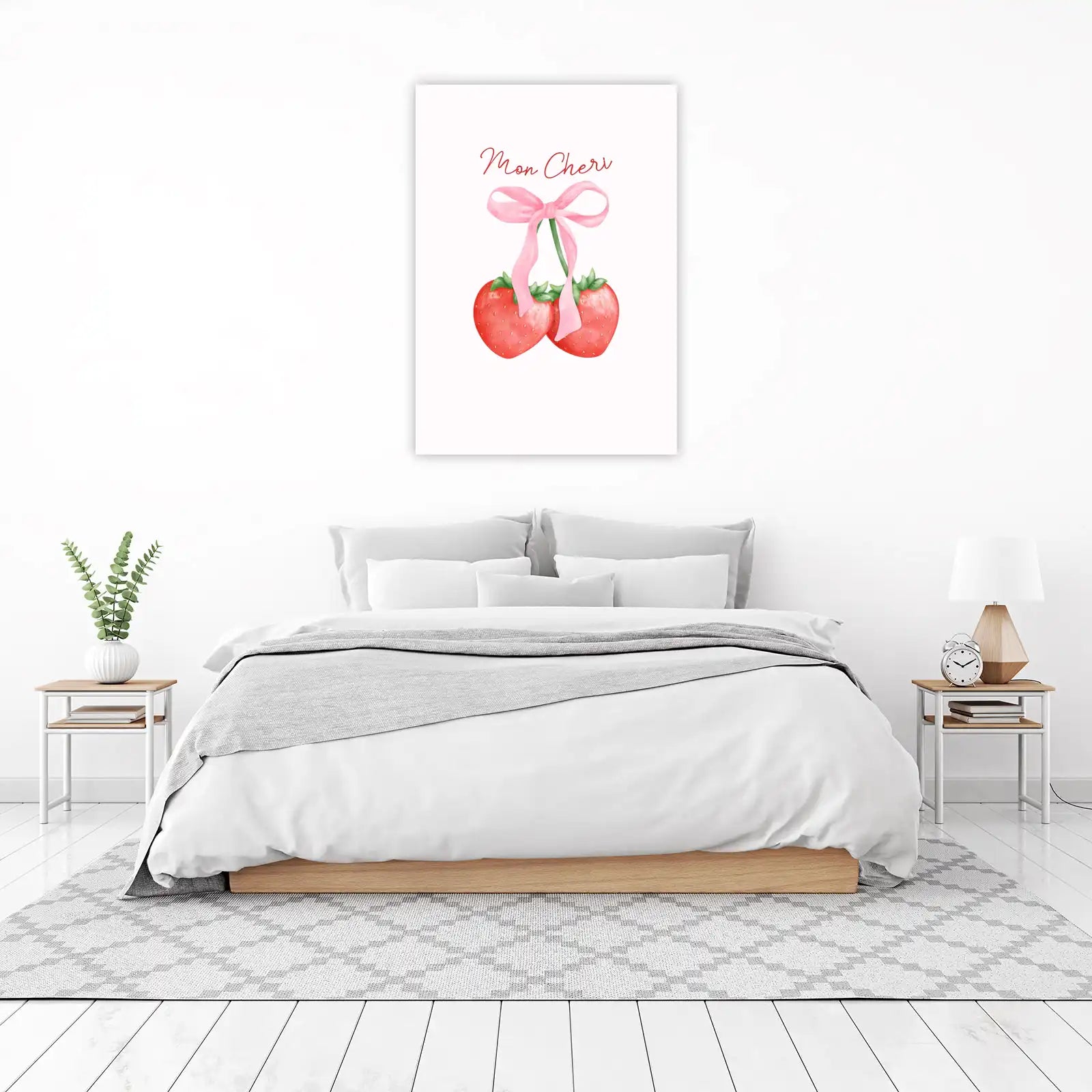 Sweet Strawberries with Pink Bow Wall Art