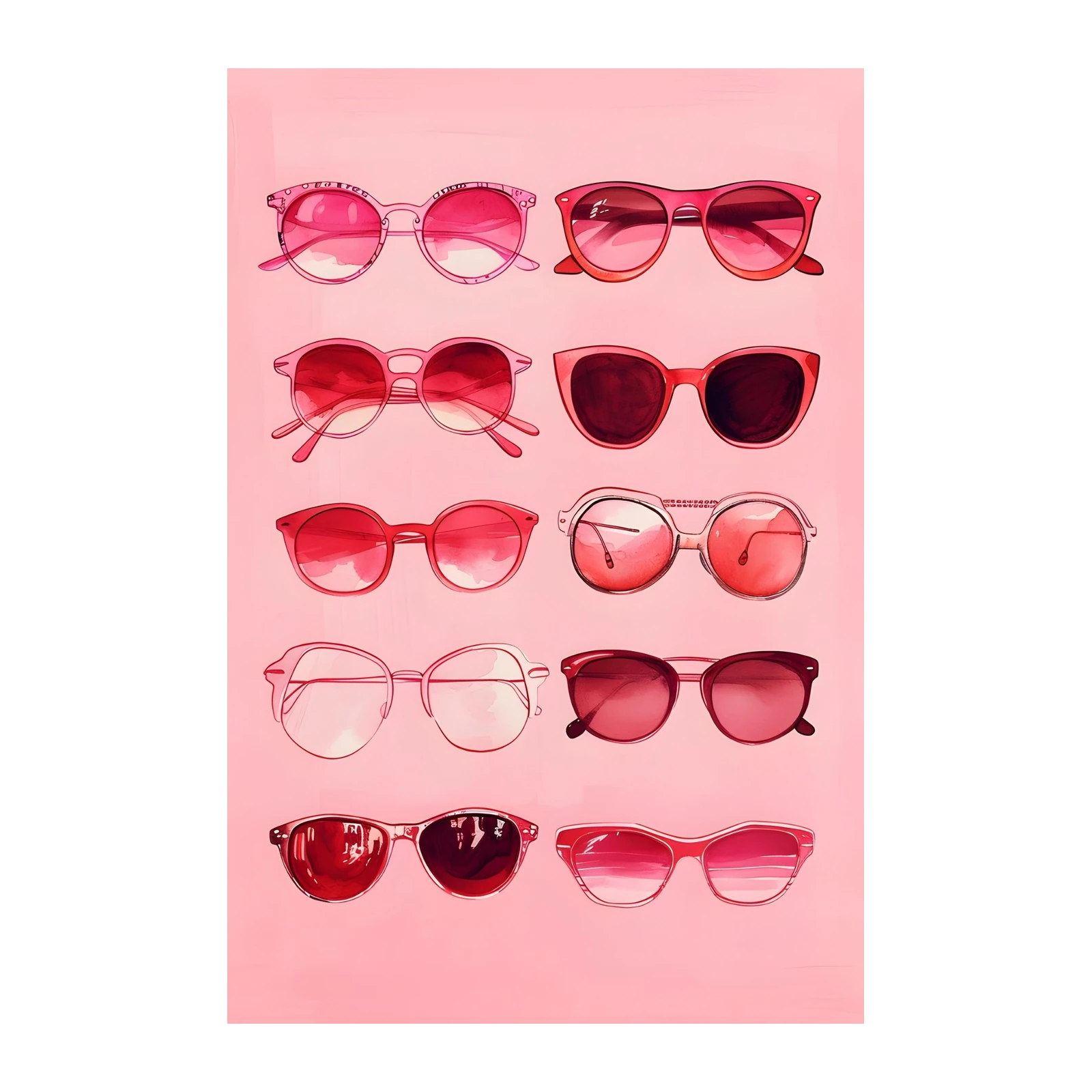 Chic Pink Sunglasses Collection Wall Art