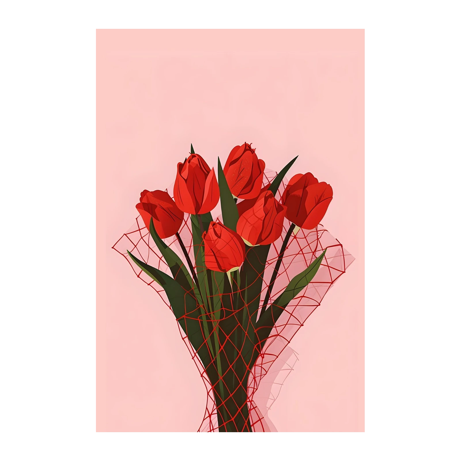 Vibrant Red Tulips Bouquet Wall Art
