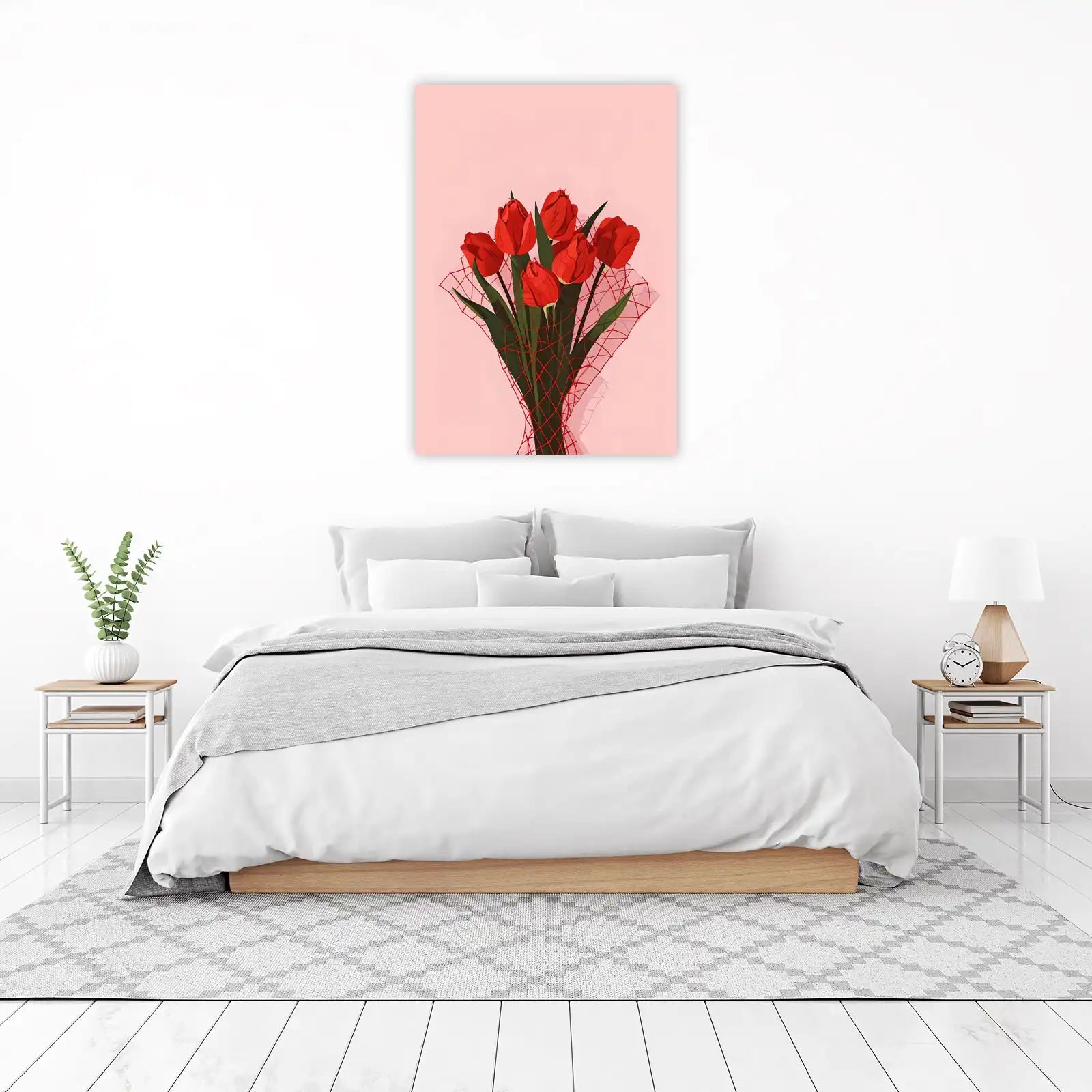 Vibrant Red Tulips Bouquet Wall Art