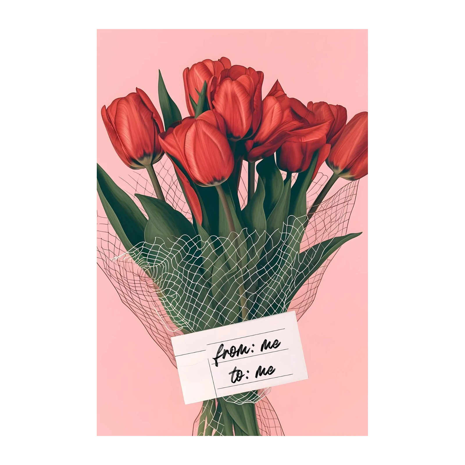 Vibrant Red Tulips Bouquet Wall Art