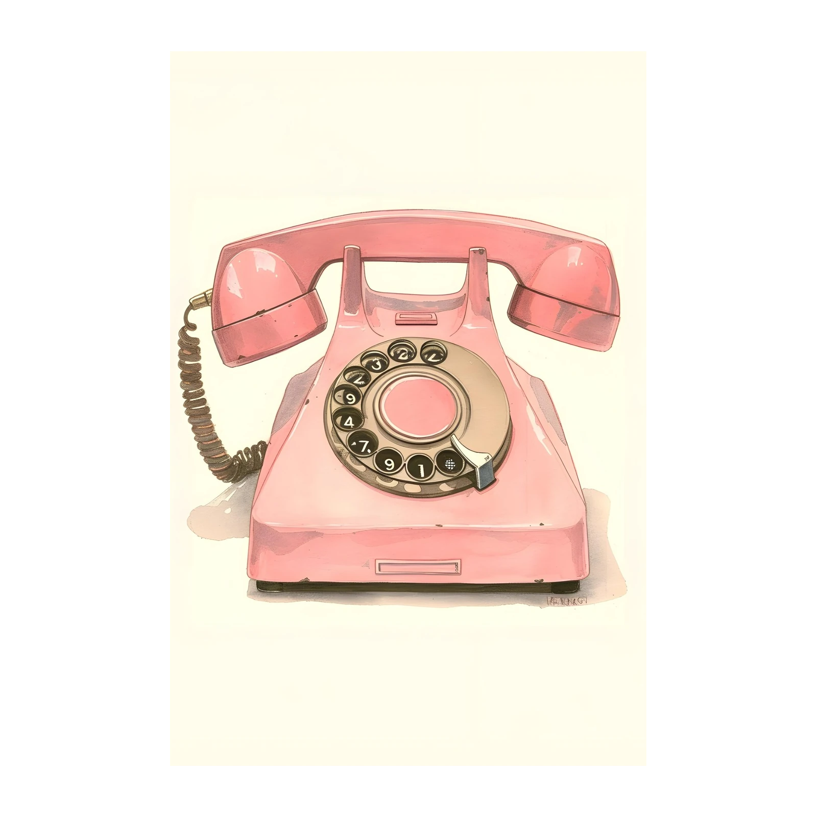 Retro Pink Rotary Phone Wall Art Wall Art