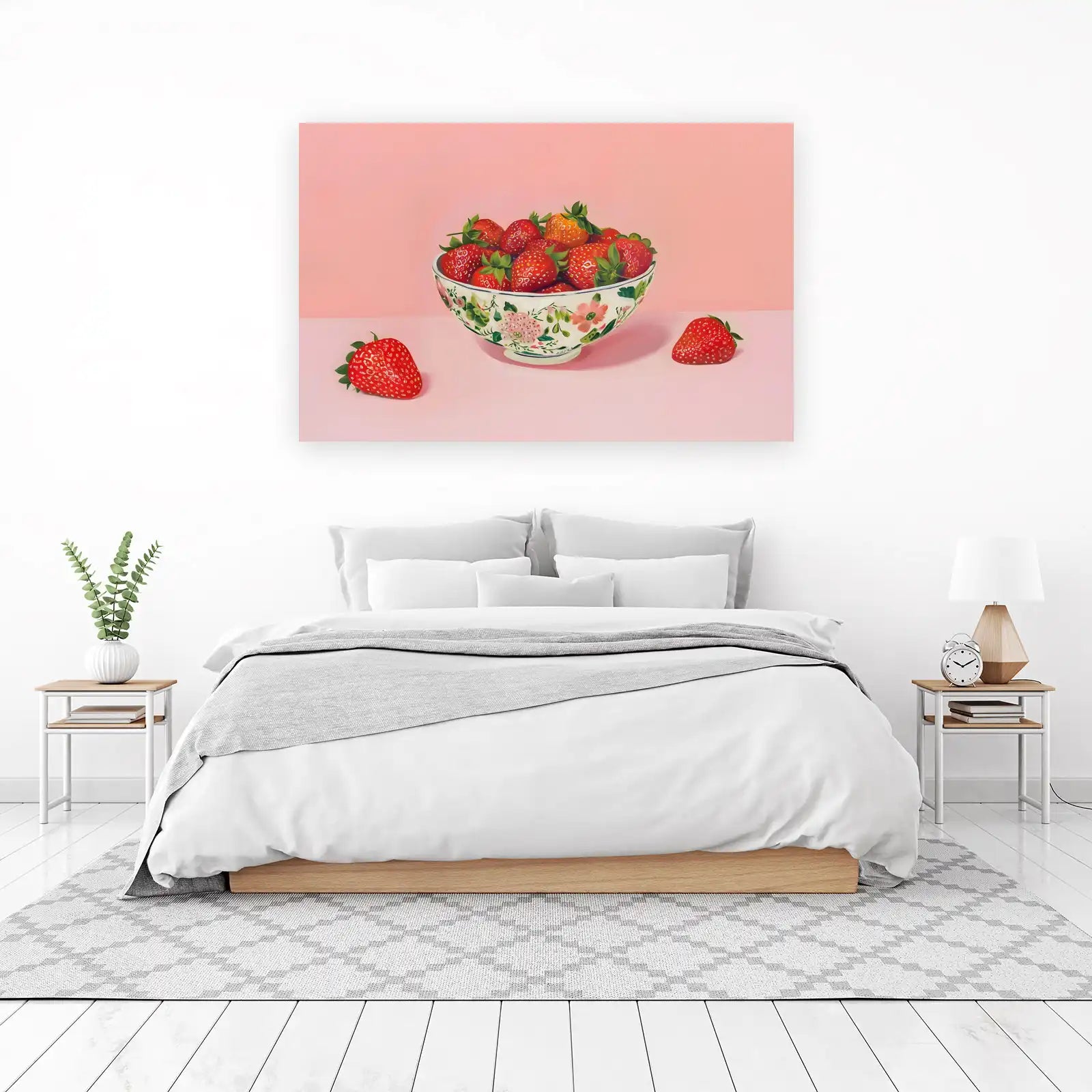 Fresh Strawberries Floral Bowl Wall Art