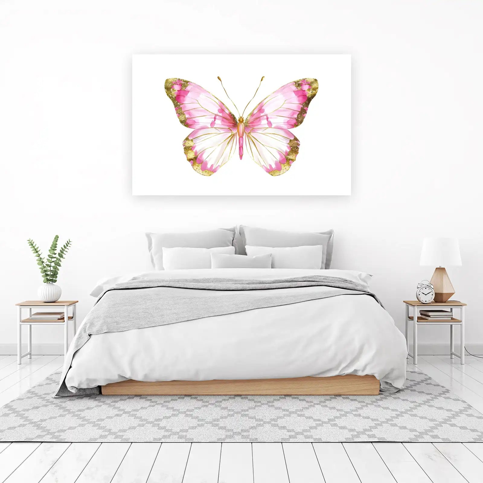 Elegant Pink Gold Butterfly Art Wall Art