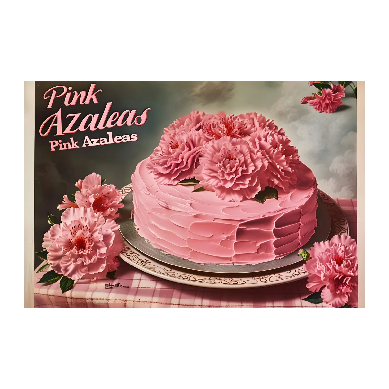 Pink Azaleas Cake Floral Art Wall Art