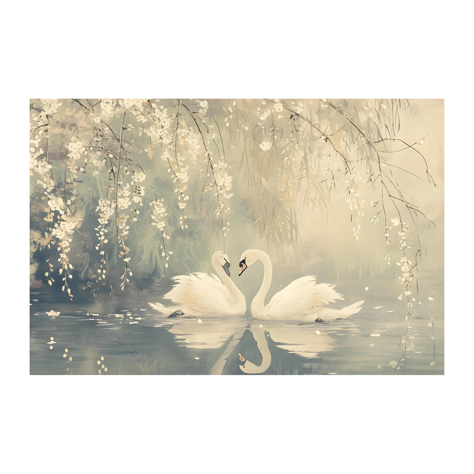 Serene Swan Love Story Wall Art