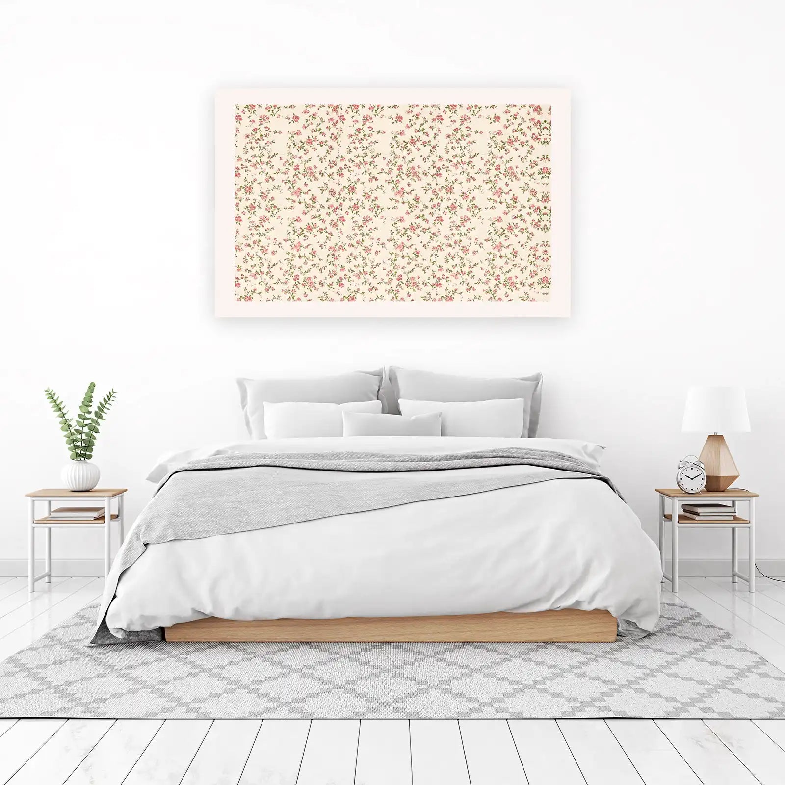 Romantic Pink Floral Vintage Vines Wall Art