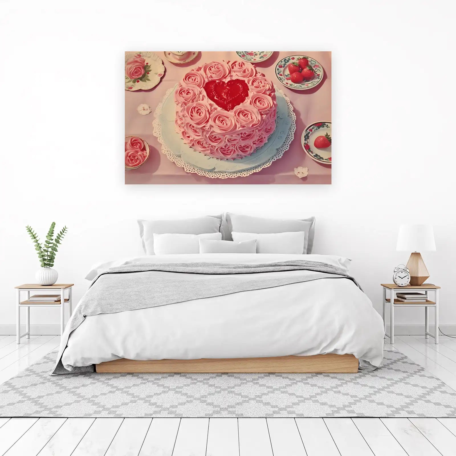 Romantic Rose Heart Cake Valentine's Day Wall Art