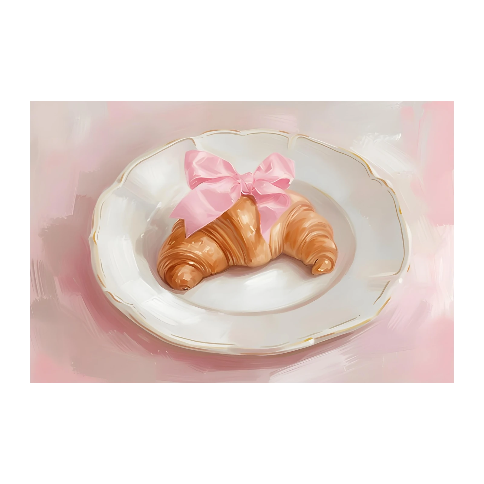 French Croissant with Pink Bow Wall Art