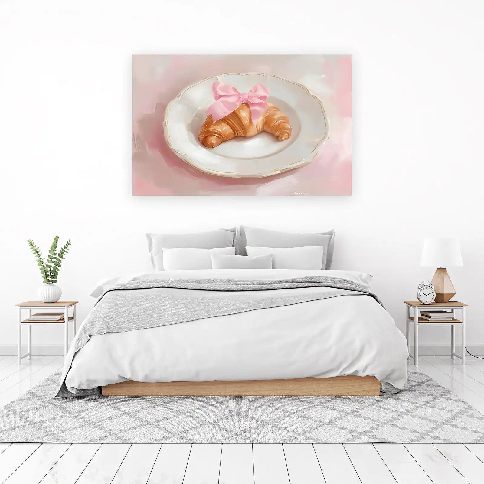 French Croissant with Pink Bow Wall Art