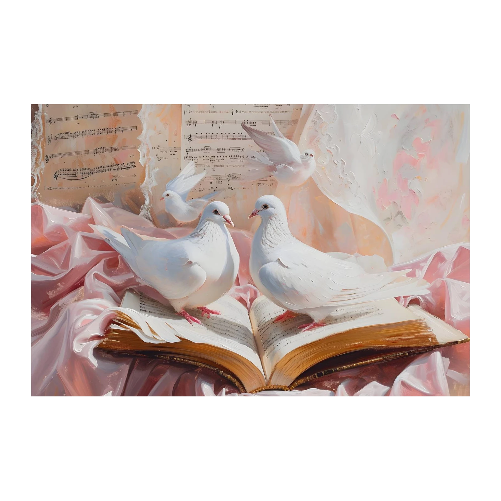Serene Doves & Music Sheet Wall Art