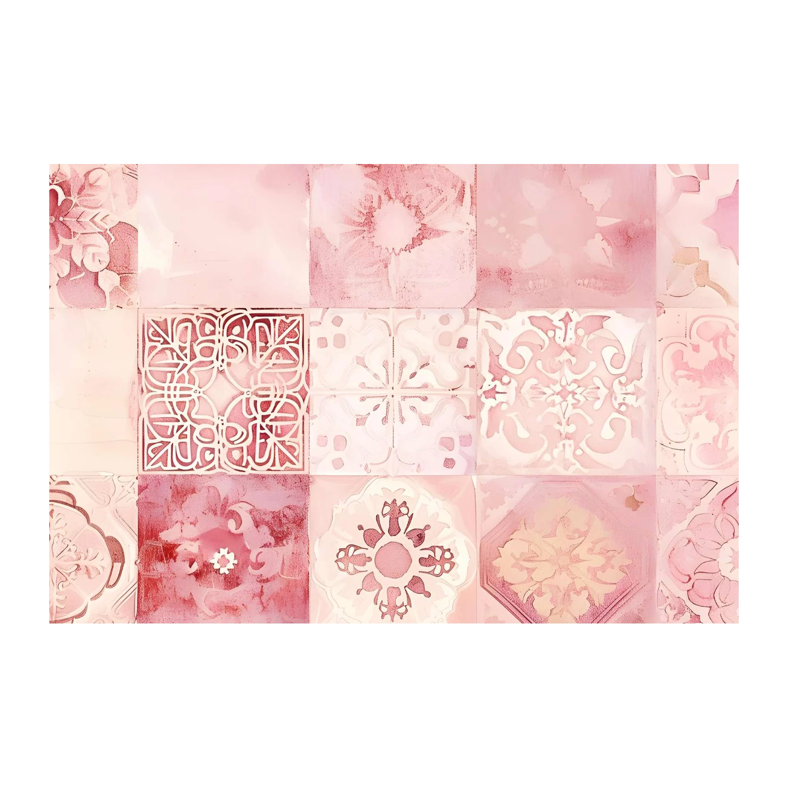 Blush Floral & Moroccan Tile Wall Art