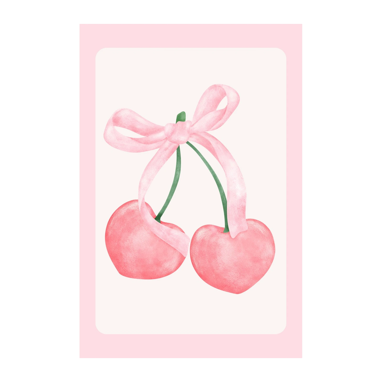 Sweet Cherry Bow Watercolor Wall Art