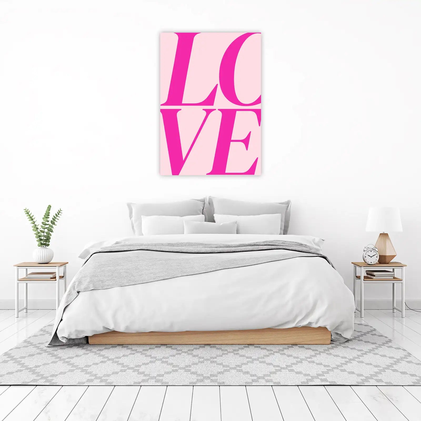 Bold Pink LOVE Typography Wall Art