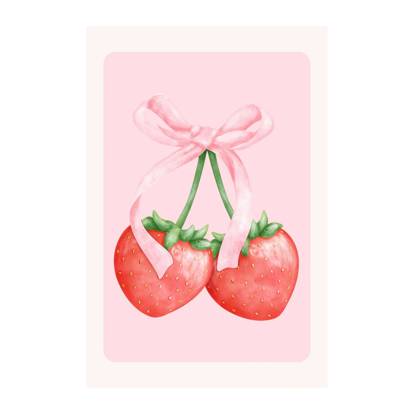 Sweet Strawberry Love Heart Wall Art