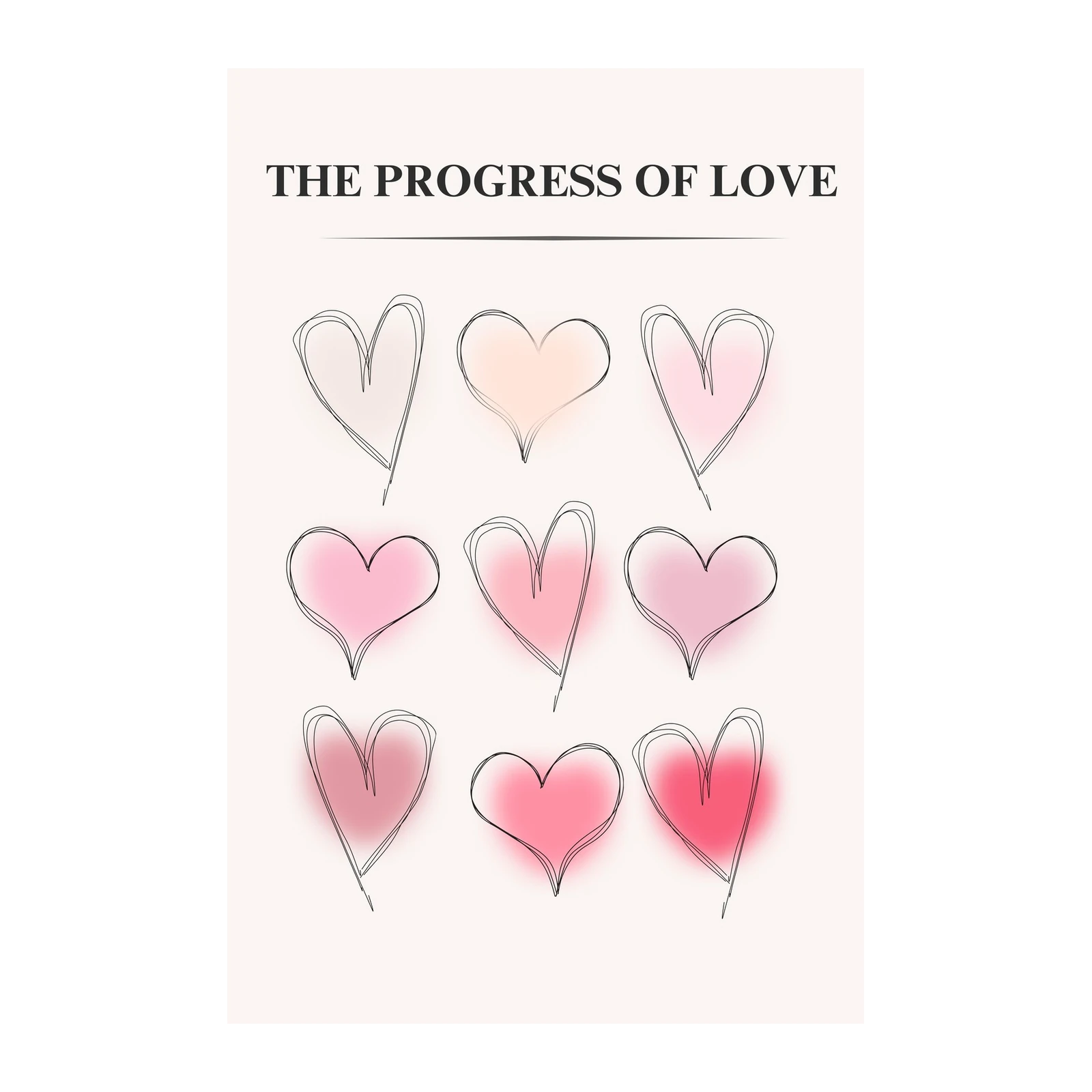 Heartfelt 'Progress of Love' Sketch Wall Art