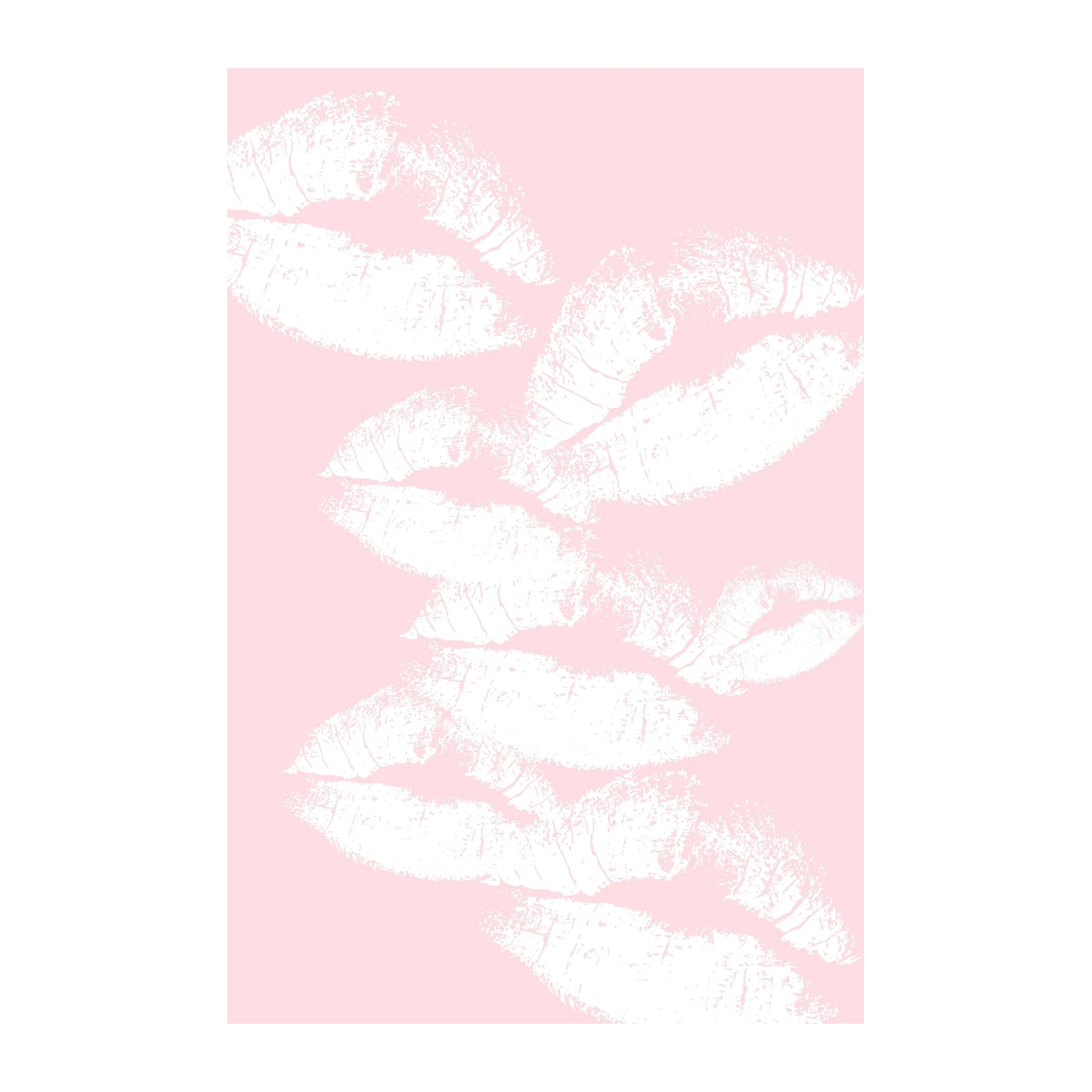 White Kiss Imprint Pink Wall Art