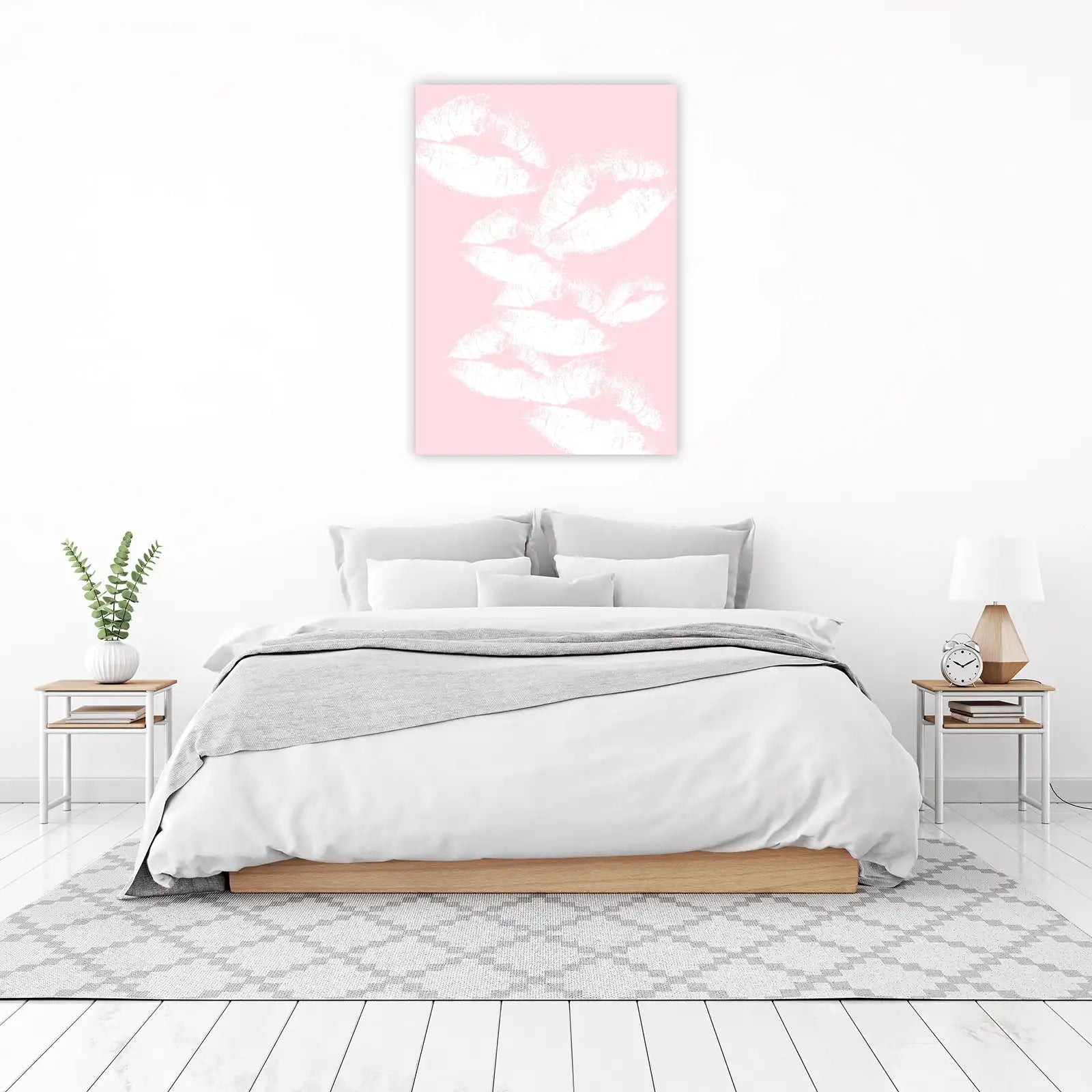 White Kiss Imprint Pink Wall Art