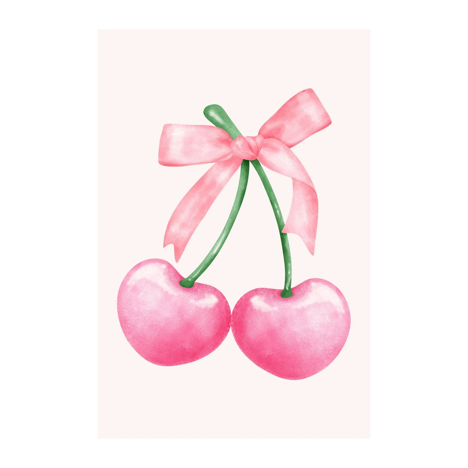 Sweet Cherry Dreams Pink Bow Wall Art