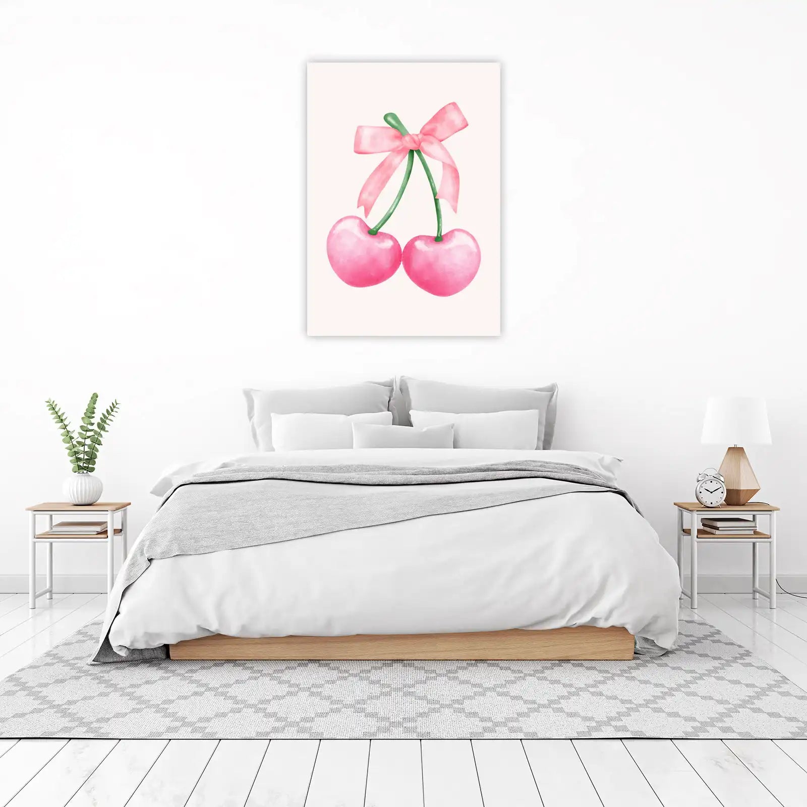 Sweet Cherry Dreams Pink Bow Wall Art